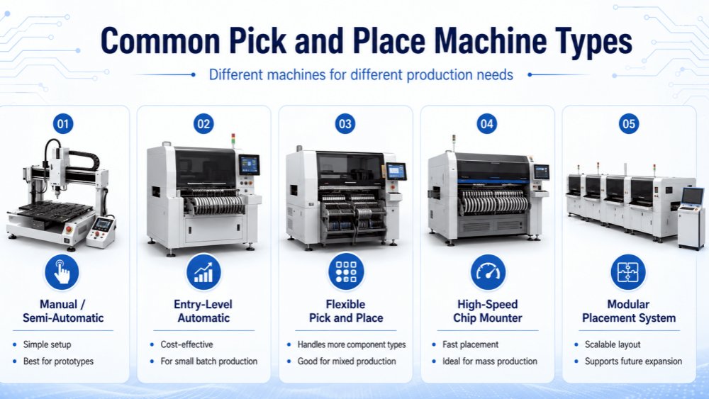 pick and place machine types escolher e posicionar tipos de máquinas