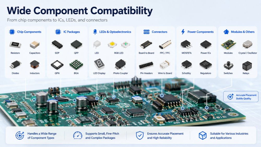 Wide component compatibility Ampla compatibilidade de componentes