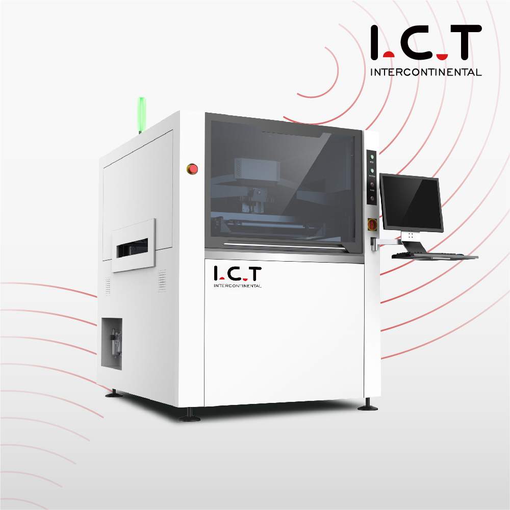 Impressora de pasta de solda com estrutura de tela totalmente automática on-line SMT LED Modelo high-end I.C.T-6534
