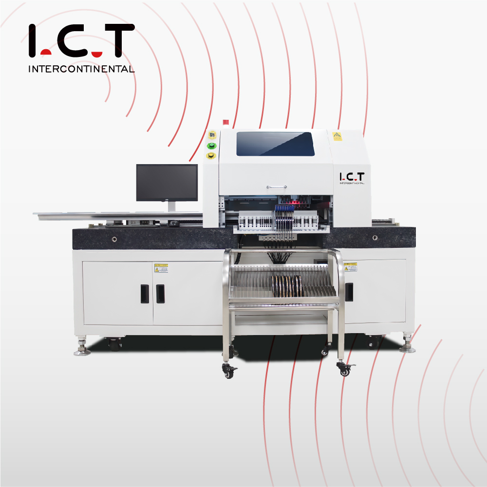 I.C.T |LED Chip Mounter Inline SMD Máquina Pick and Place de montagem com 8 cabeças 66 alimentadores