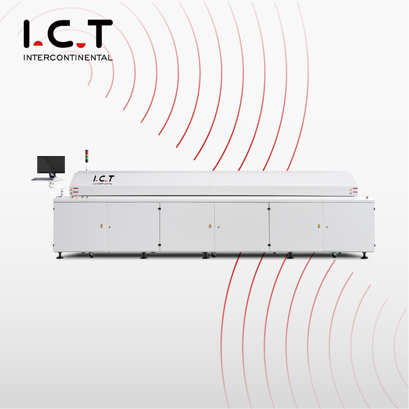 I.C.T |Máquina econômica de soldagem por refluxo SMT para forno de refluxo de solda 600 mm