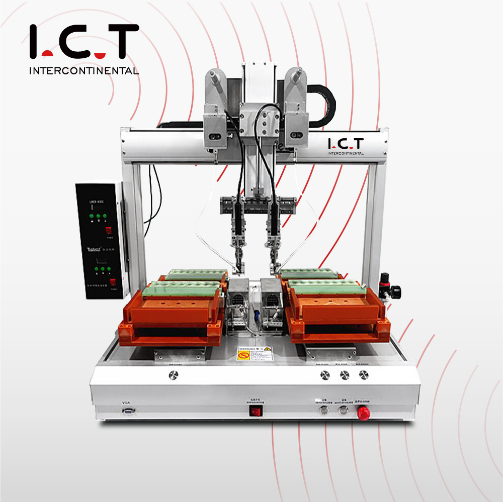I.C.T |Dongguan eletrônico transportador de fluxo livre robô de solda robótica conectores coaxiais