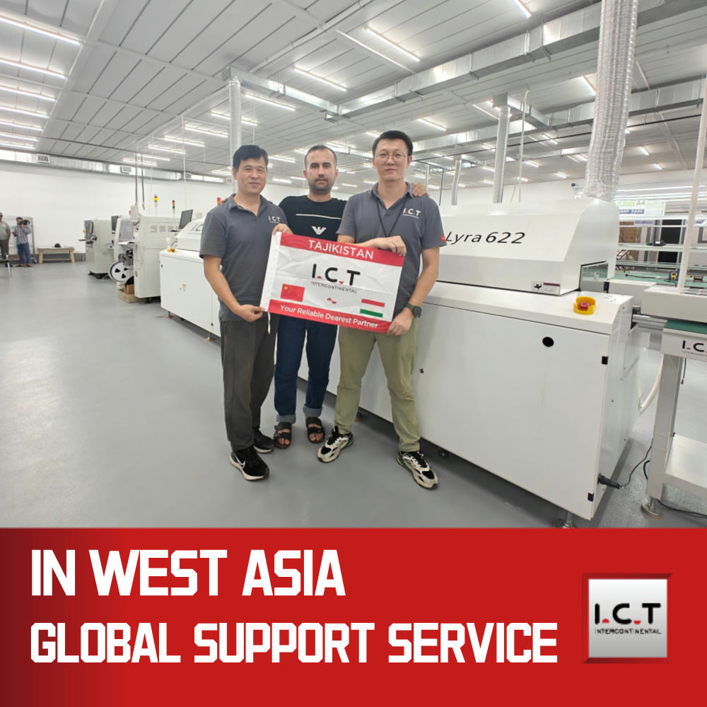 I.C.T | SMT Máquina de forno de refluxo e máquina de componentes de imersão de solda ondulada 