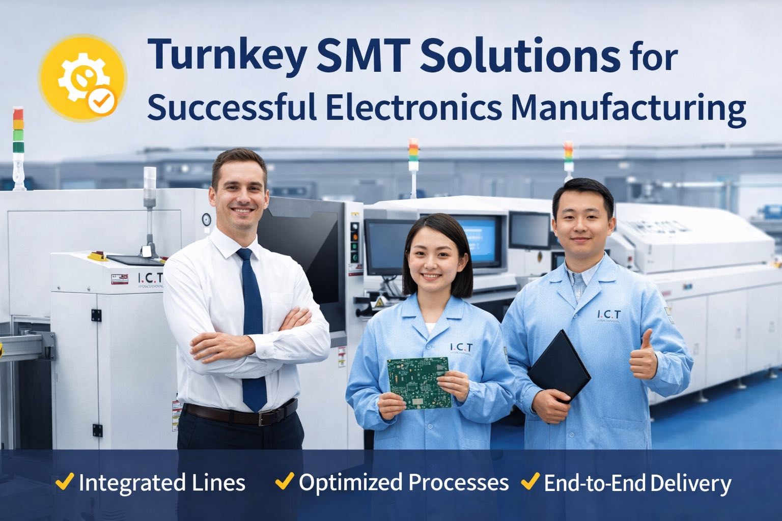 1. Componentes principais de uma linha de produ&ccedil;&atilde;o I.C.T pronta para uso SMT