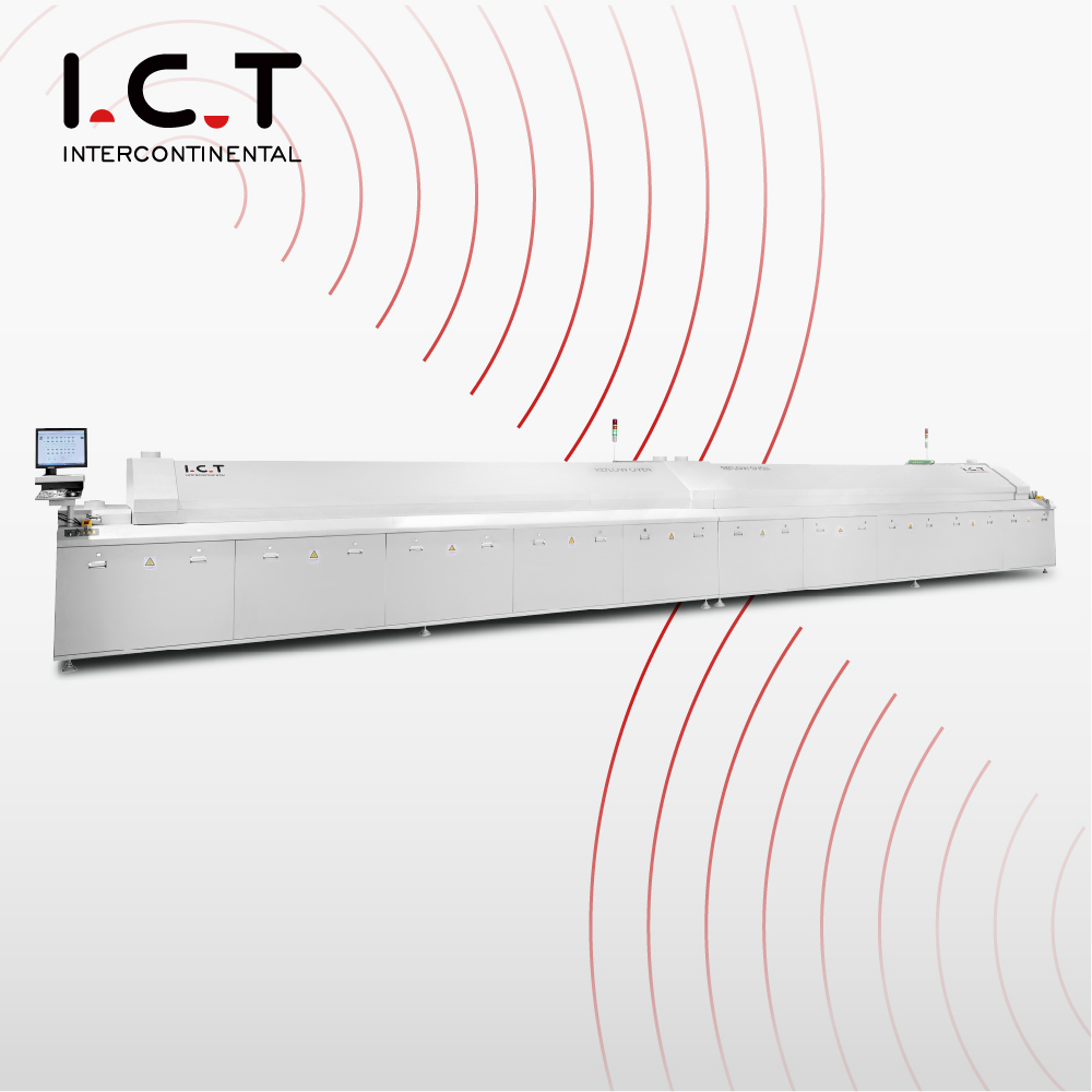 I.C.T |Máquina econômica de soldagem por refluxo SMT para forno de refluxo de solda 600 mm