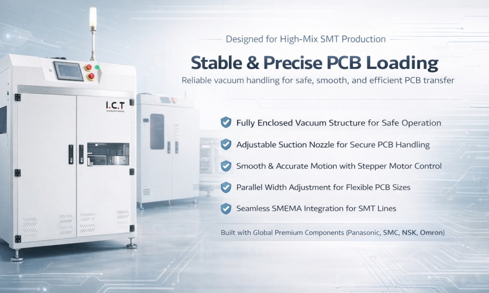 I.C.T PCB Magazine Vacuum Suction Loader I.C.T PCB Sucção a vácuo de revista Loader