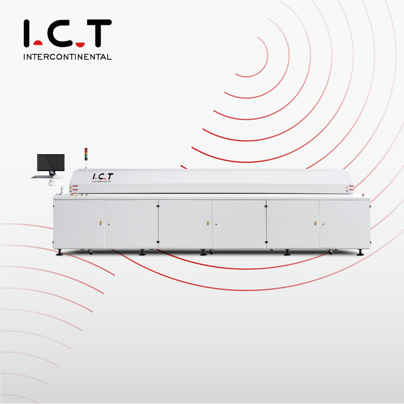 I.C.T |SMT Máquina de forno de refluxo e máquina de componentes de imersão de solda ondulada 