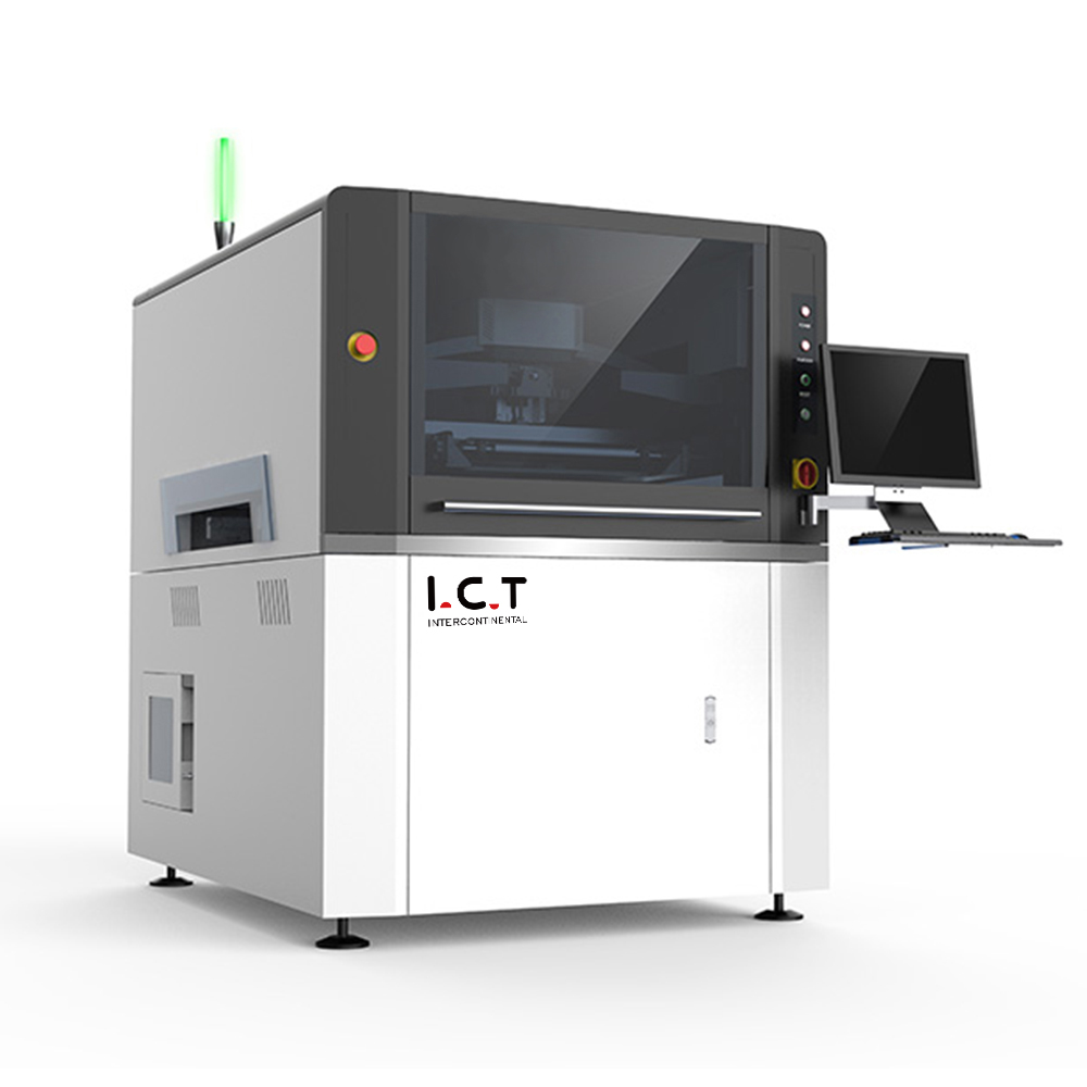 I.C.T |Impressora de pasta de solda de tela de montagem SMD PCB totalmente automática estêncil