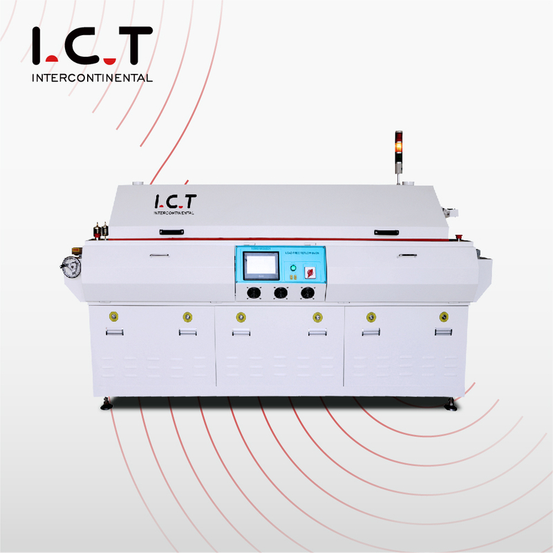 I.C.T |Máquina eletrônica do forno do refluxo da temperatura estável com o forno de Tunel de 6 zonas de aquecimento