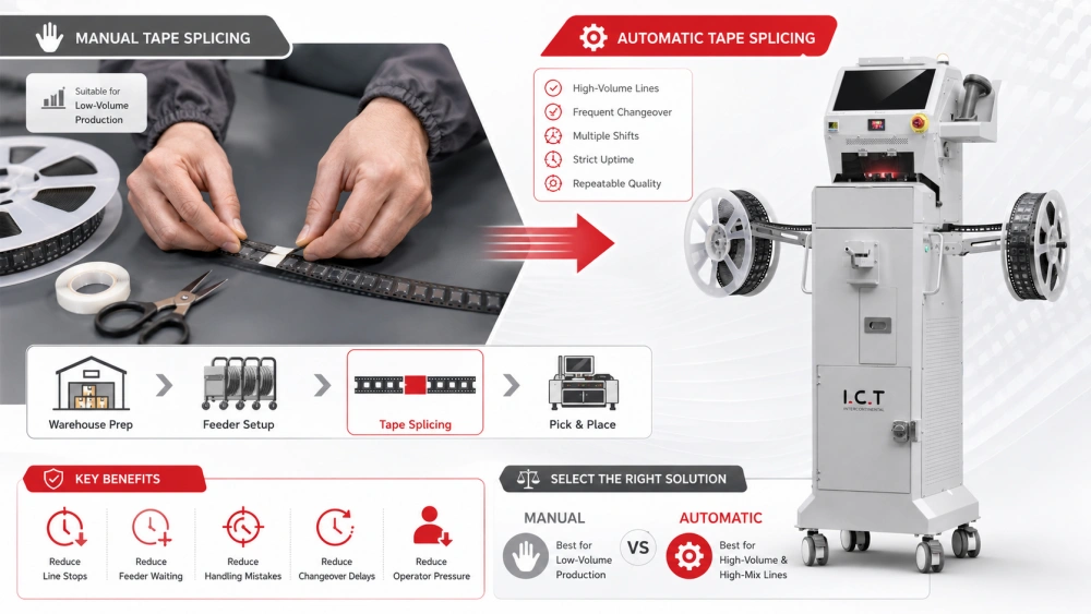 Autom&aacute;tico vs Manual SMT Tape Splicing.webp