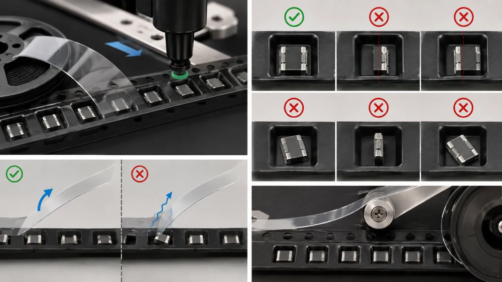 Inspecione a posi&ccedil;&atilde;o do componente dentro do Tape Pocket.webp