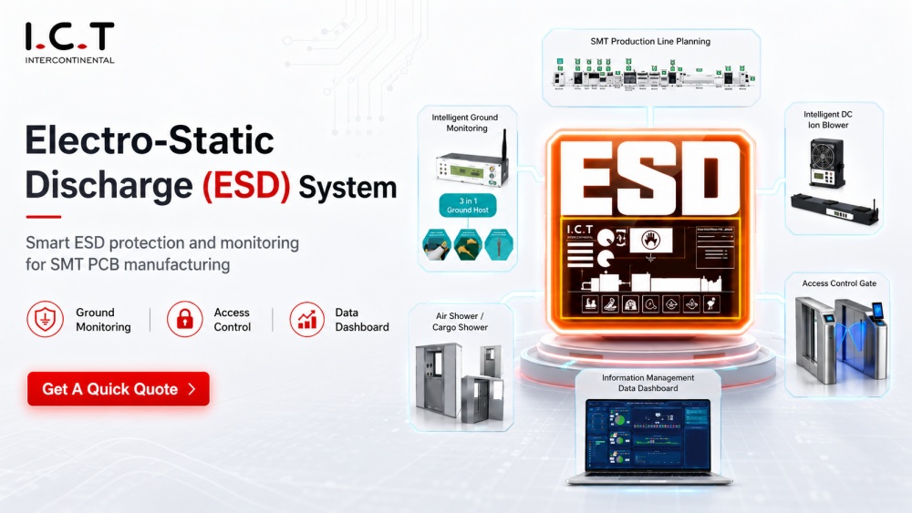Electro-Static Discharge (ESD) System in SMT PCB Manufacturing Sistema de descarga eletrostática (ESD) na fabricação de SMT PCB