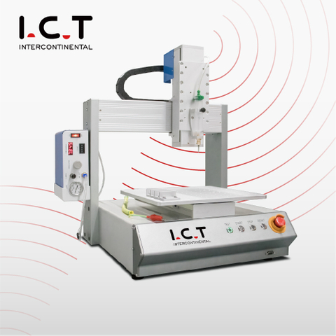 I.C.T | Máquina de cola de bancada cob de 3 eixos ar PCB dispensando na produção SMT